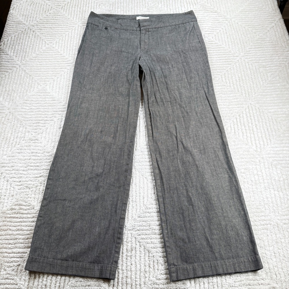 Dockers Wide Leg Trousers Women 14M Grey Stretch Cotton Career Pants Office Work